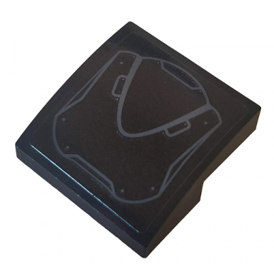 black slope curved 2 x 2 x 2 3 with dark bluish gray rivets and curved hull plates pattern sticker - set 76162