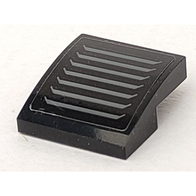 black slope curved 2 x 2 x 2 3 with dark bluish gray vents pattern sticker - set 60160