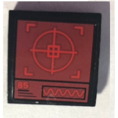 black slope curved 2 x 2 x 2 3 with red radar on computer screen pattern sticker - set 79116
