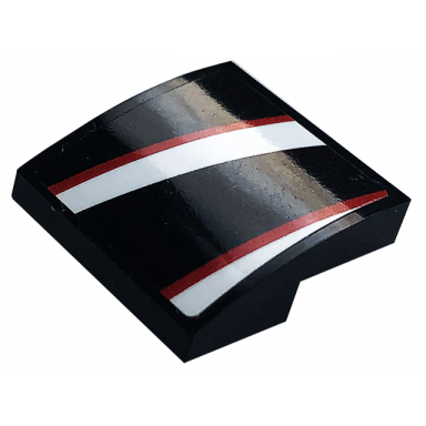 black slope curved 2 x 2 x 2 3 with black red and white stripes pattern model right side sticker - set 76896