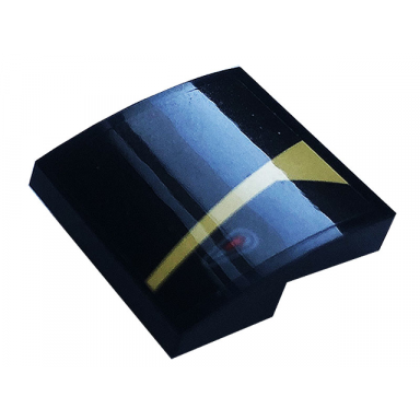 black slope curved 2 x 2 x 2 3 with gold stripe and red dot pattern model right side sticker - set 76899