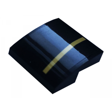 black slope curved 2 x 2 x 2 3 with gold stripe pattern model left side sticker - set 76899