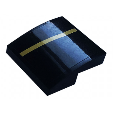 black slope curved 2 x 2 x 2 3 with gold stripe pattern model right side sticker - set 76899
