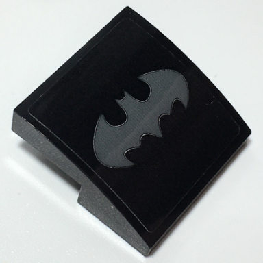 black slope curved 2 x 2 x 2 3 with dark bluish gray batman logo pattern sticker - set 70917