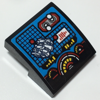black slope curved 2 x 2 x 2 3 with control panel screen with vehicle switches and gauges pattern sticker - set 70917