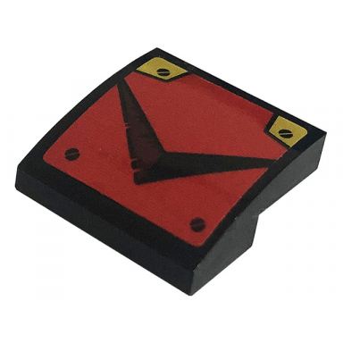 black slope curved 2 x 2 x 2 3 with black screws and chevron gold plates on red background pattern sticker - set 71720