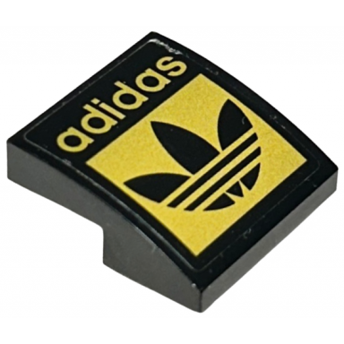 black slope curved 2 x 2 x 2 3 with black and gold adidas and trefoil logo pattern sticker - set 40486