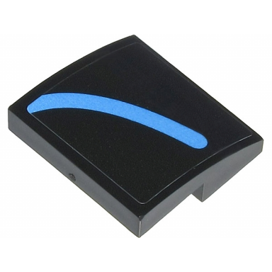 black slope curved 2 x 2 x 2 3 with medium blue curved line pattern model left side sticker - set 76238