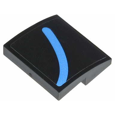 black slope curved 2 x 2 x 2 3 with medium blue curved line pattern model right side sticker - set 76238