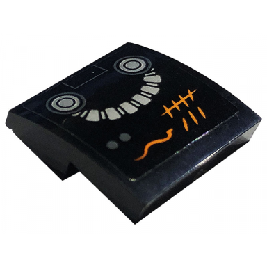 black slope curved 2 x 2 x 2 3 with orange tally marks and silver hose pattern model right side sticker - set 71736