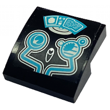 black slope curved 2 x 2 x 2 3 with medium azure and silver head-up display hud pattern sticker - set 70164
