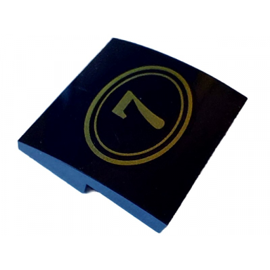 black slope curved 2 x 2 x 2 3 with gold number 7 in double oval border pattern