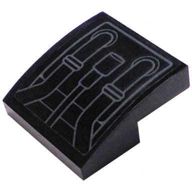 black slope curved 2 x 2 x 2 3 with 3 dark bluish gray pipes pattern sticker - set 75156