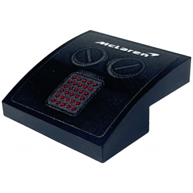 black slope curved 2 x 2 x 2 3 with white mclaren 2 exhaust pipes and red lights pattern sticker - set 76918