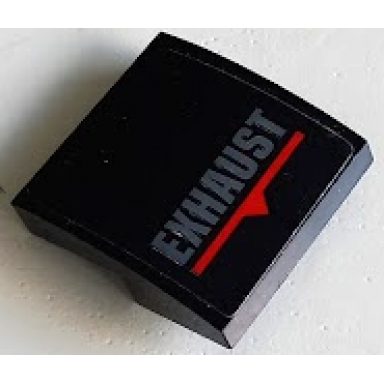 black slope curved 2 x 2 x 2 3 with dark bluish gray exhaust red line and triangle pattern sticker - set 70918