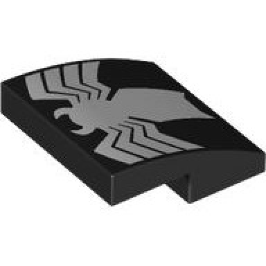 black slope curved 2 x 2 x 2 3 with white spider pattern