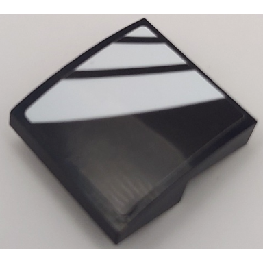 black slope curved 2 x 2 x 2 3 with 3 white curved stripes spider legs venom pattern model left side sticker - set 76115