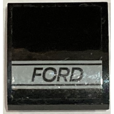 black slope curved 2 x 2 x 2 3 with ford and light bluish gray stripe with lines pattern sticker - set 75881