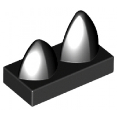 black tile modified 1 x 2 with 2 teeth vertical