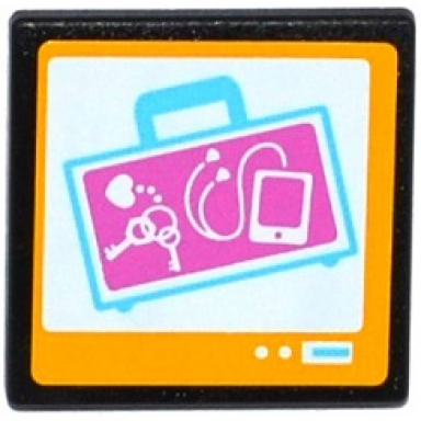 black road sign 2 x 2 square with open o clip with x-ray suitcase on screen pattern sticker - set 41100