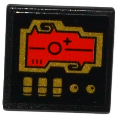 black road sign 2 x 2 square with open o clip with red screen 2 gold knobs and 3 switches pattern sticker - set 70738