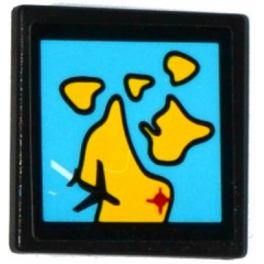 black road sign 2 x 2 square with open o clip with map and black airplane pattern sticker - set 60102