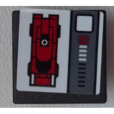 black road sign 2 x 2 square with open o clip with red car and gauge pattern sticker - set 75876