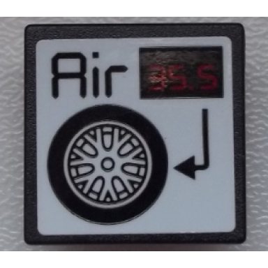 black road sign 2 x 2 square with open o clip with air 35.5 wheel and arrrow pattern sticker - set 75876