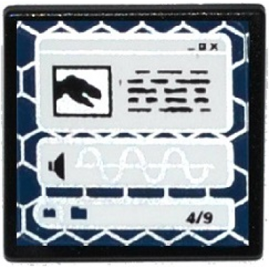 black road sign 2 x 2 square with open o clip with black tyrannosaurus rex head silhouette sound file on computer screen pattern sticker - set 75918