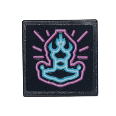 black road sign 2 x 2 square with open o clip with medium azure and bright pink ronins pawn shop logo pattern sticker - set 71741