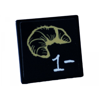 black road sign 2 x 2 square with open o clip with white 1- and tan croissant pattern sticker - set 60233