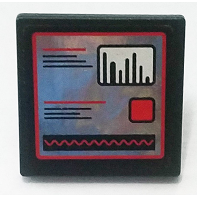 black road sign 2 x 2 square with open o clip with red and black lines bar graph and square on silver mirrored background pattern sticker - set 75911