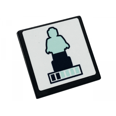 black road sign 2 x 2 square with open o clip with light aqua and dark blue statue pattern sticker - set 41711