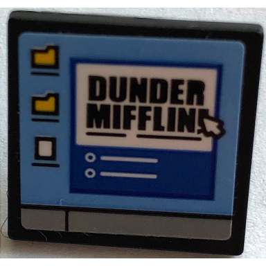 black road sign 2 x 2 square with open o clip with computer screen dunder mifflin 2 folders and mouse cursor pattern sticker - set 21336