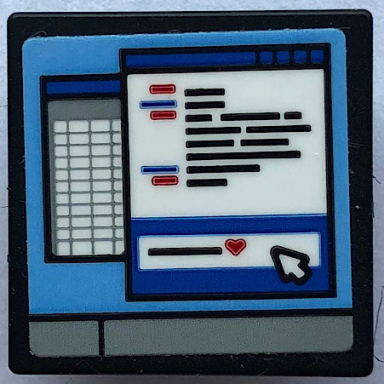 black road sign 2 x 2 square with open o clip with computer screen black lines of text red heart spreadsheet and mouse cursor pattern sticker - set 21336