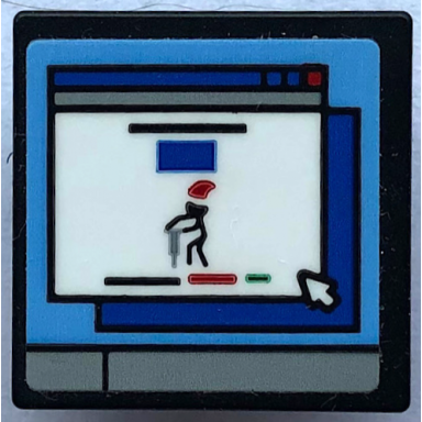 black road sign 2 x 2 square with open o clip with computer screen black stick figure with jackhammer and mouse cursor pattern sticker - set 21336