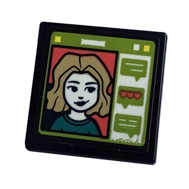 black road sign 2 x 2 square with open o clip with screen woman with tan hair lime chat windows and coral hearts pattern sticker - set 41755