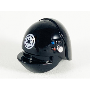 black minifigure headgear helmet sw imperial gunner with white sw imperial logo pattern