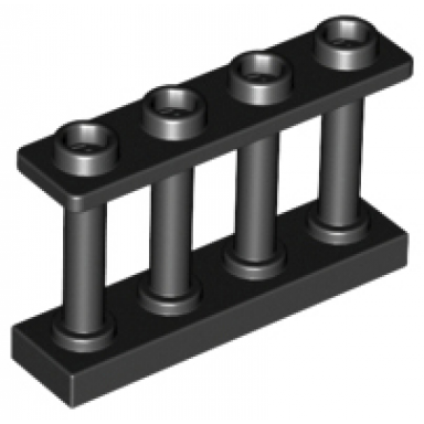 black fence 1 x 4 x 2 spindled with 4 studs