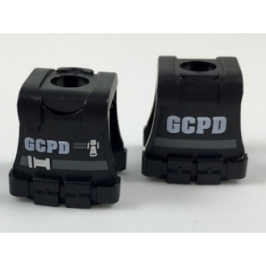black minifigure vest body armor with white gcpd and dark bluish gray belt pattern