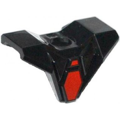 black minifigure armor breastplate with square shoulder protection with red hexagonal pattern
