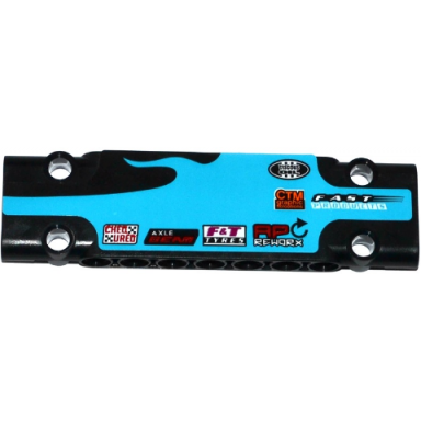 black technic panel plate 3 x 11 x 1 with sponsor logos on medium azure flame pattern model right side sticker - set 42050
