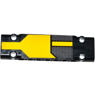 black technic panel plate 3 x 11 x 1 with yellow stripe and honeycomb mesh pattern sticker - set 42053