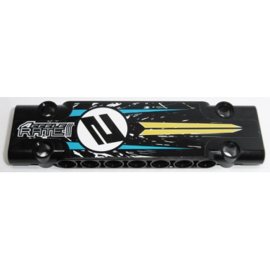 black technic panel plate 3 x 11 x 1 with accele rate and number 2 pattern sticker - set 42095