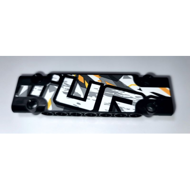 black technic panel plate 3 x 11 x 1 with white and dark bluish gray tur on stone background pattern sticker - set 42069
