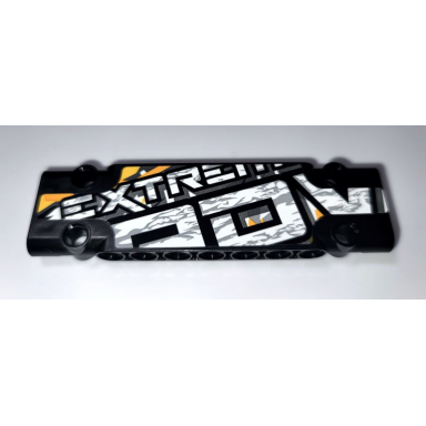 black technic panel plate 3 x 11 x 1 with white and dark bluish gray extrem and adv on stone background pattern sticker - set 42069