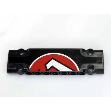 black technic panel plate 3 x 11 x 1 with red and white partial 41 in circle pattern left sticker - set 42066