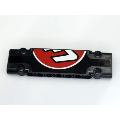 black technic panel plate 3 x 11 x 1 with red and white partial 41 in circle pattern right sticker - set 42066