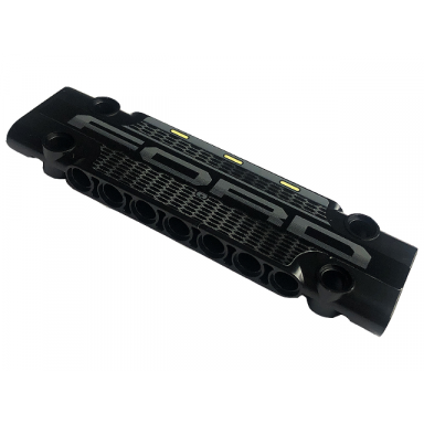 black technic panel plate 3 x 11 x 1 with yellow lights dark bluish gray ford and grille pattern sticker - set 42126