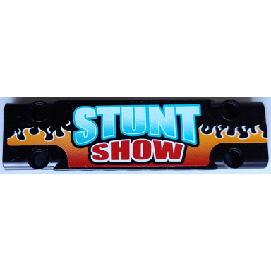 black technic panel plate 3 x 11 x 1 with medium azure and red stunt show on orange flames pattern sticker - set 42106